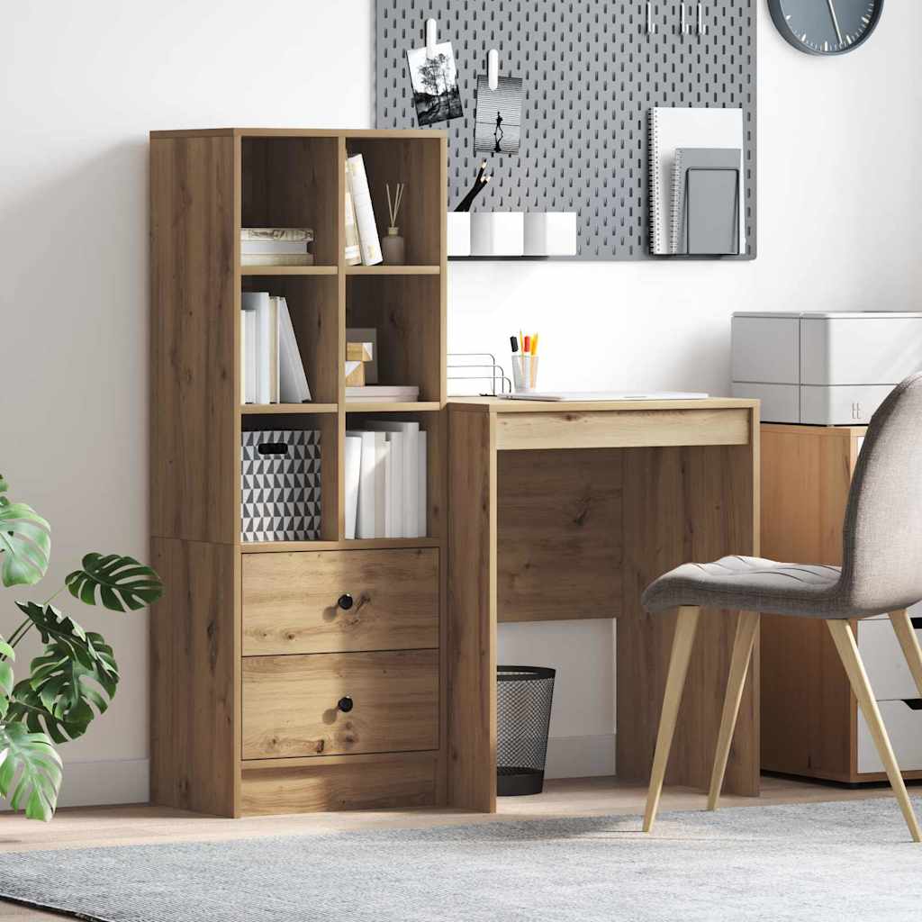 Schreibtisch mit Stauraum Artisan Eiche Holzwerkstoff
