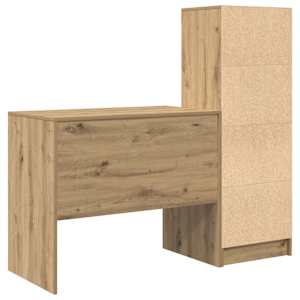 Stůl se zásuvkou s policí s úložištěm 2 pcs Artisanový dub - obrázek 9