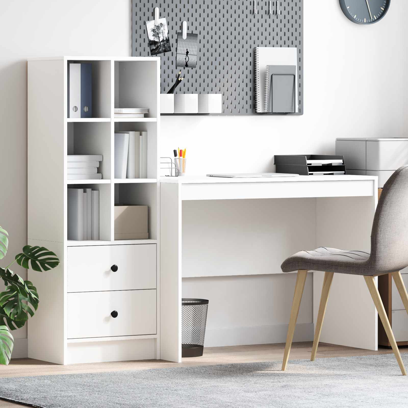 Pöytä laatikon kanssa 2 pcs Valkoinen