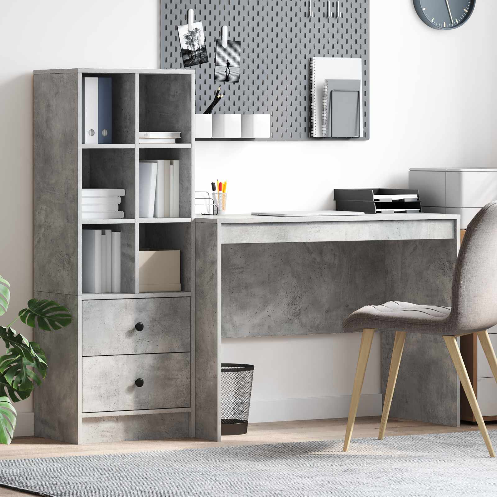 Pöytä laatikon kanssa 2 pcs Betoni Harmaa