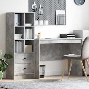 Miza s predalom 2 pcs Betonsko siva