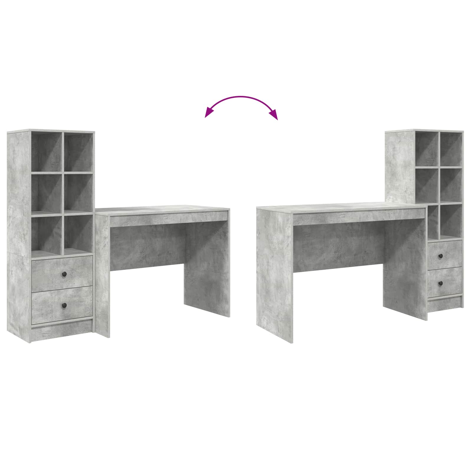 Miza s predalom 2 pcs Betonsko siva - slika 13