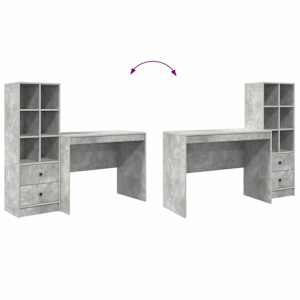 Stůl se zásuvkou 2 pcs Betonově šedá - obrázek 13