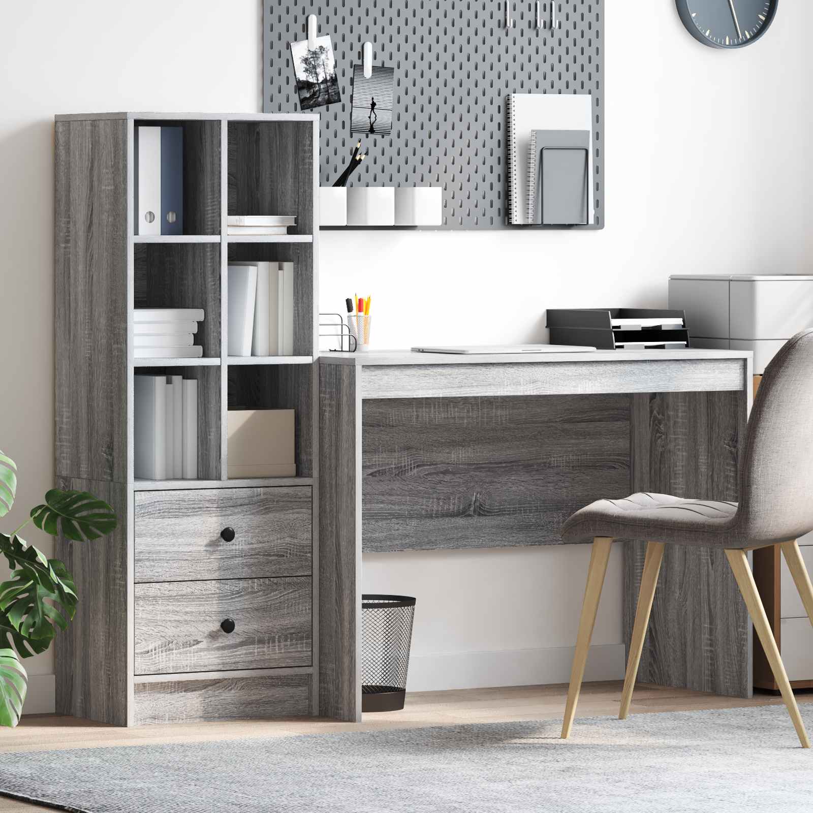 Pöytä laatikon kanssa 2 pcs Harmaa Sonoma