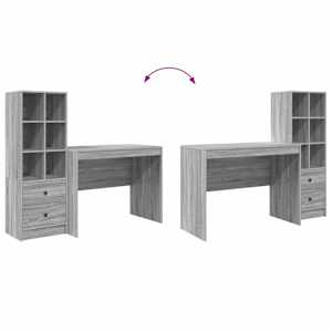 Stůl se zásuvkou 2 pcs Šedá Sonoma - obrázek 13