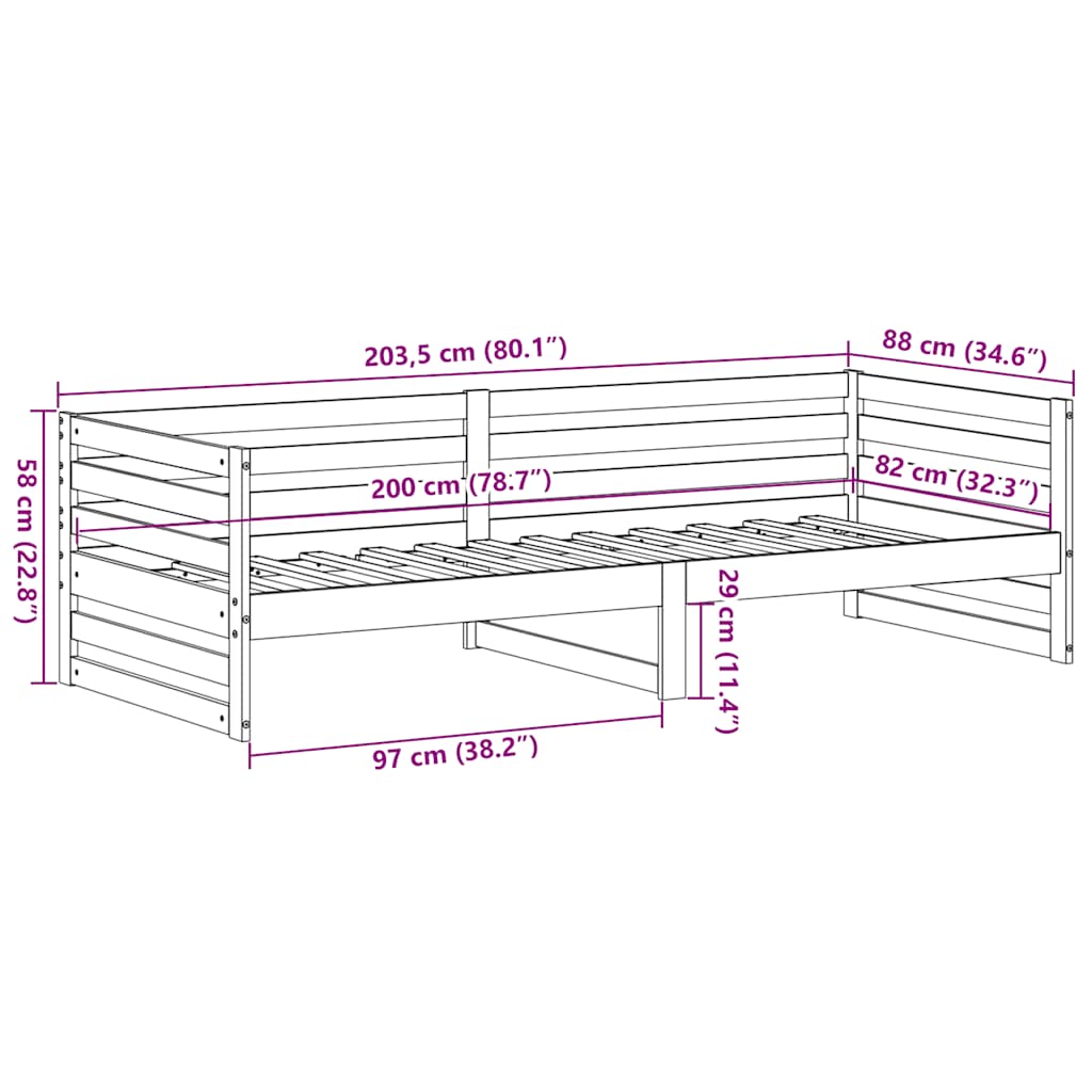 Dagbed zonder matras 80x200 cm massief grenenhout | luizaXL | Dé meubelwinkel voor elk interieur Dagbed zonder matras 80x200 cm massief grenenhout - Afbeelding 10