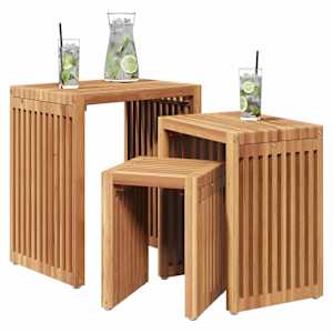 Zahradní stolek 3 pcs Hnědá 33 x 44,5 x 51 cm - obrázek 3