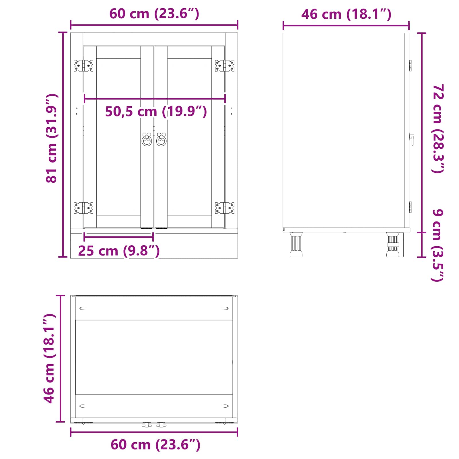 Kast met plank Honing 60 x 46 x 81,5 cm Massief grenenhout image 12