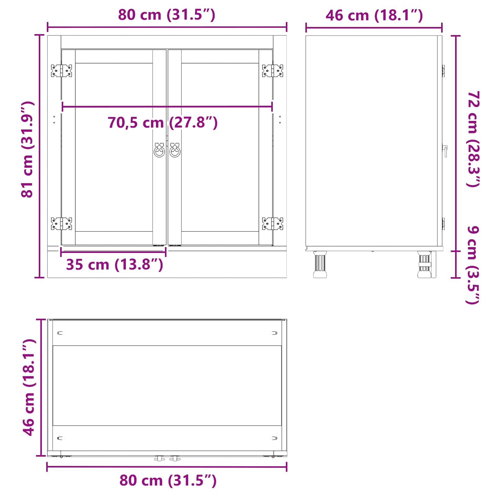 Kast met plank Honing 80 x 46 x 81,5 cm Massief grenenhout image 12