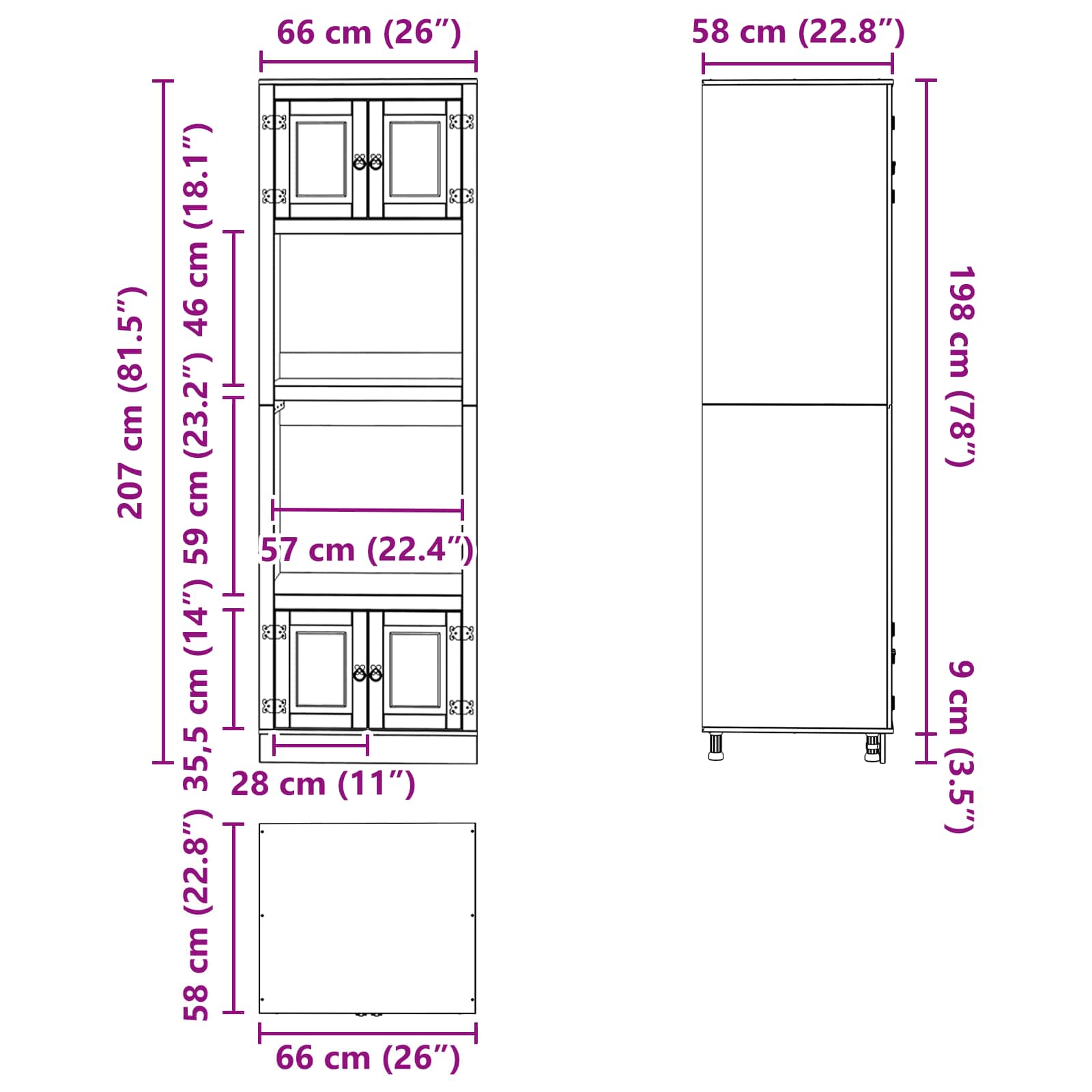 Kast met plank Honing 60 x 32 x 40 cm Massief grenenhout image 12