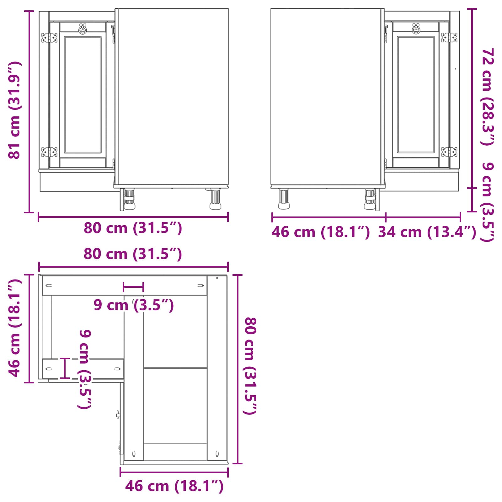 Kast met plank Honing 60 x 32 x 40 cm Massief grenenhout image 12