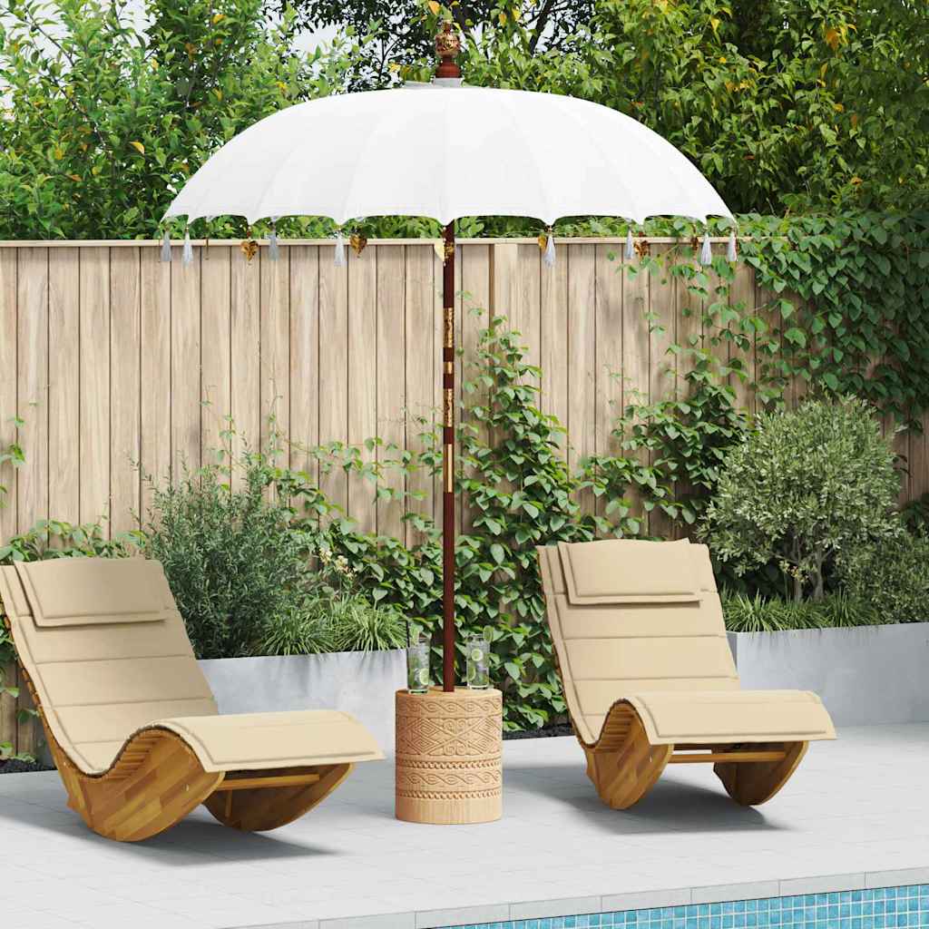 vidaXL Parasol Balinez Crem (180-190) x 260 cm Bumbac și lemn masiv