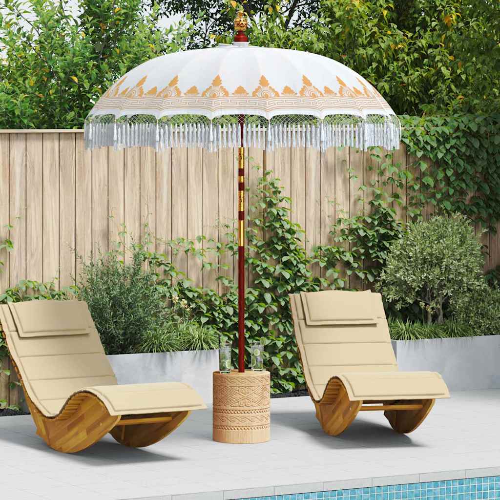 vidaXL Parasol Balinez Crem (180-190) x 260 cm Bumbac și lemn masiv