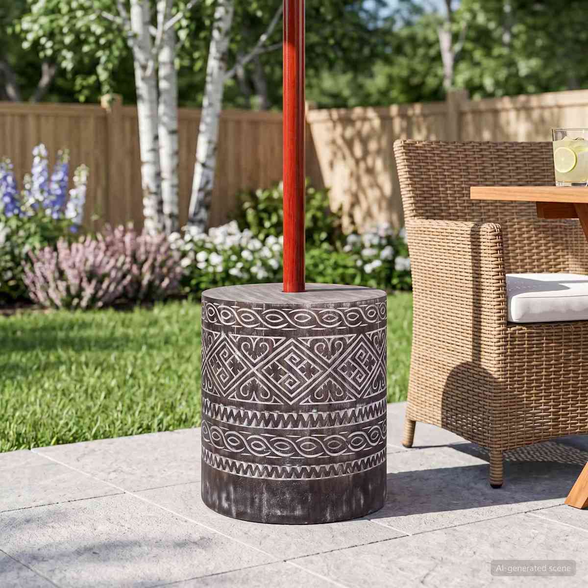 Parasolfod 23 kg Massivt træ Cylinderformet