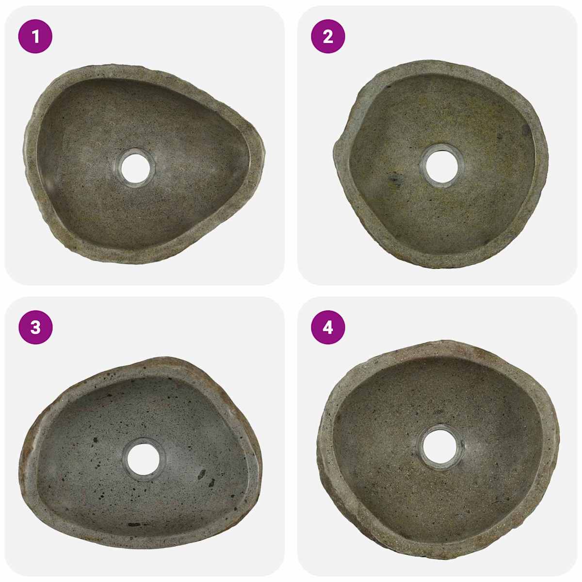 Flodstensbassin Lysegrå (30-37) x (25-30) x 12 cm River Stone - Billede 9