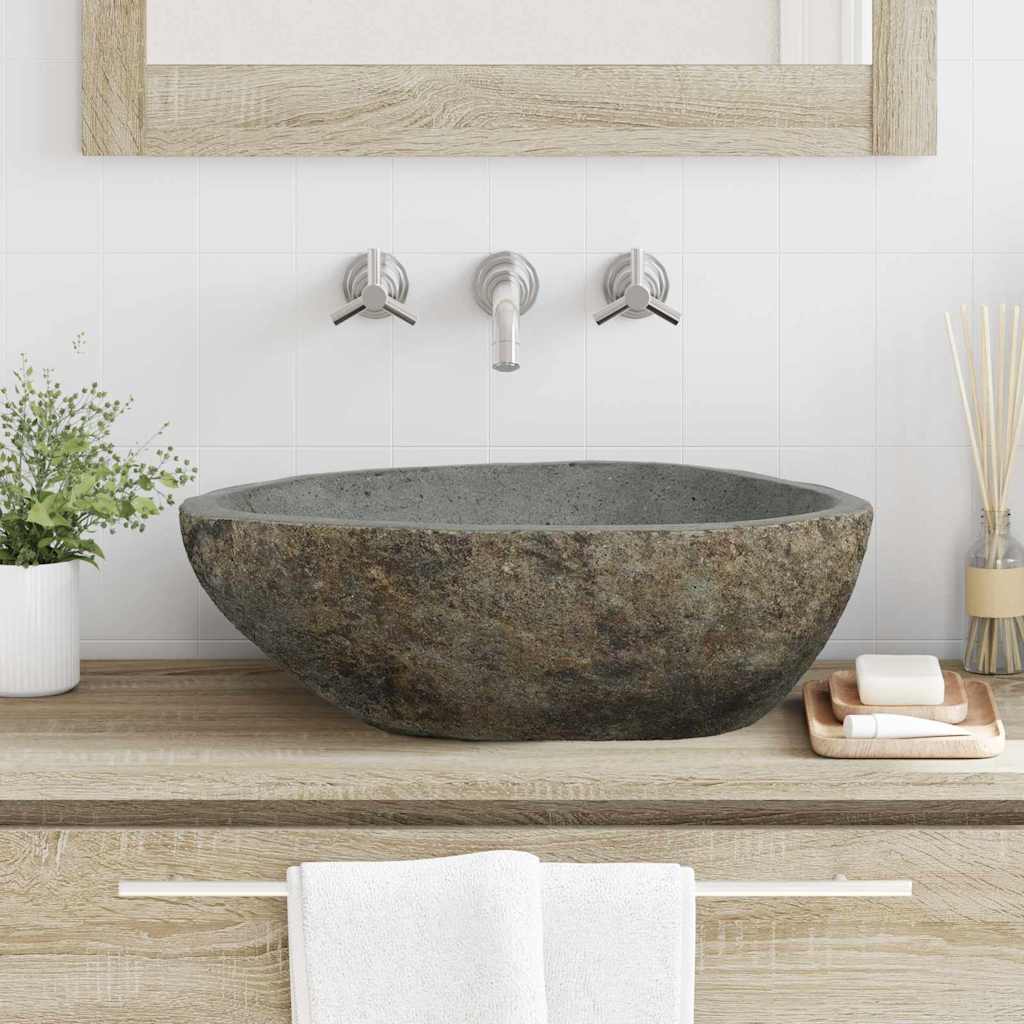 vidaXL Chiuvetă Gri deschis (46-52) x (35-40) x 15 cm Piatra de Râu
