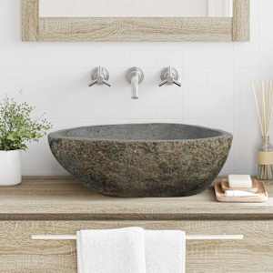 Umývadlo z říčního kamene Světle šedá 52 x 40 x 15 cm