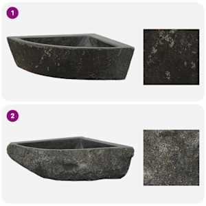 Umyvadlo Šedá (30-37) x (30-37) x 12 cm Říční kámen - obrázek 10