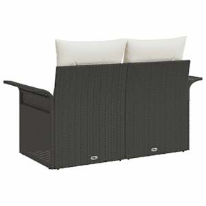 Zahradní sofa s polštářem Černá 141 x 62 x 69 cm polyratan - obrázek 4