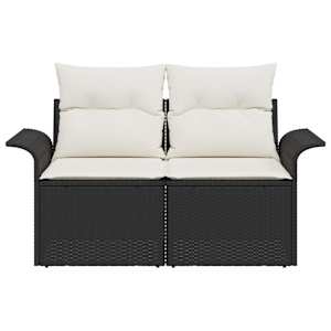 Zahradní sofa s polštářem Černá 141 x 62 x 69 cm polyratan - obrázek 5