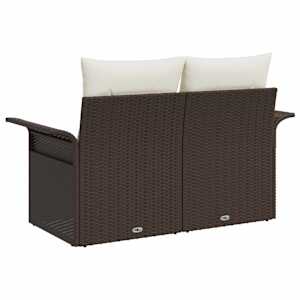 Zahradní sofa s polštářem Hnědá 141 x 62 x 69 cm polyratan - obrázek 4