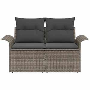 Zahradní sofa s polštářem Šedá 141 x 62 x 69 cm polyratan - obrázek 5