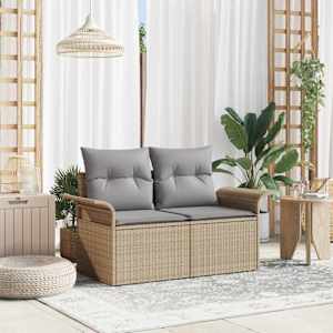 Zahradní sofa s polštářem Béžová 141 x 62 x 69 cm polyratan - obrázek 1