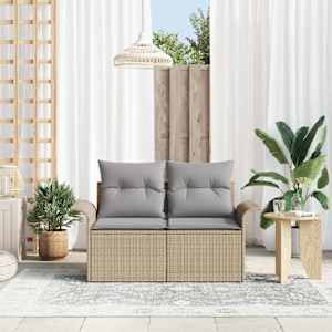 Zahradní sofa s polštářem Béžová 141 x 62 x 69 cm polyratan - obrázek 3