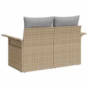 Zahradní sofa s polštářem Béžová 141 x 62 x 69 cm polyratan - obrázek 6