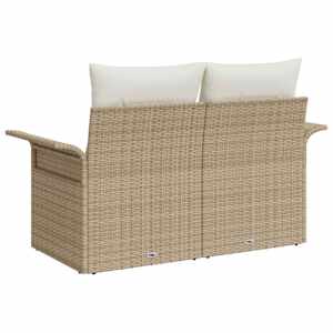 Zahradní sofa s polštářem Béžová 141 x 62 x 69 cm polyratan - obrázek 4