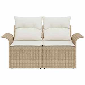Zahradní sofa s polštářem Béžová 141 x 62 x 69 cm polyratan - obrázek 5