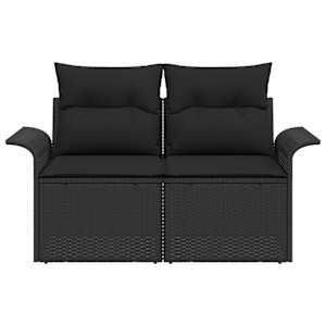 Zahradní sofa s polštářem Černá 141 x 62 x 69 cm polyratan - obrázek 4