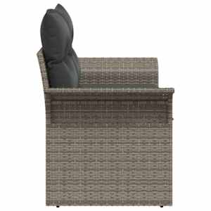 Zahradní sofa s polštářem Šedá 141 x 62 x 69 cm polyratan - obrázek 6