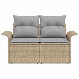 Zahradní sofa s polštářem Béžová 141 x 62 x 69 cm polyratan - obrázek 5