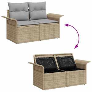 Zahradní sofa s polštářem Béžová 141 x 62 x 69 cm polyratan - obrázek 9