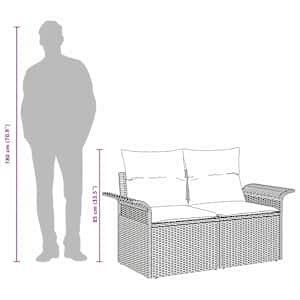 Zahradní sofa s polštářem Béžová 141 x 62 x 69 cm polyratan - obrázek 11