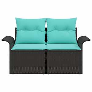 Zahradní sofa s polštářem 141 x 62 x 69 cm polyratan - obrázek 4