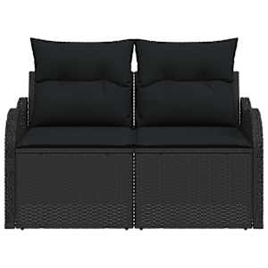 Zahradní sofa s polštářem Černá 121 x 62 x 69 cm polyratan - obrázek 2