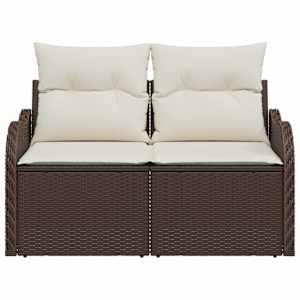 Zahradní sofa s polštářem Hnědá 121 x 62 x 69 cm polyratan - obrázek 4