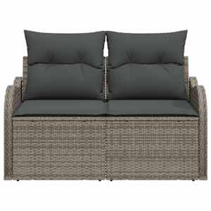 Zahradní sofa s polštářem Šedá 121 x 62 x 69 cm polyratan - obrázek 4