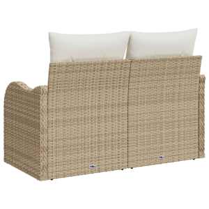 Zahradní sofa s polštářem Béžová 121 x 62 x 69 cm polyratan - obrázek 4