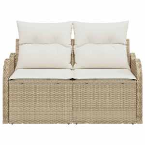 Zahradní sofa s polštářem Béžová 121 x 62 x 69 cm polyratan - obrázek 5