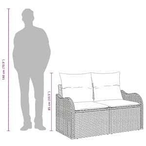 Zahradní sofa s polštářem Černá 121 x 62 x 69 cm polyratan - obrázek 10