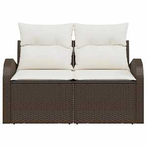 Zahradní sofa s polštářem Hnědá 124 x 62 x 69cm polyratan - obrázek 3