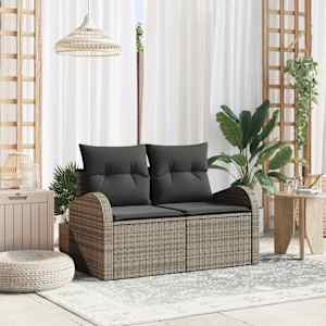 Zahradní sofa s polštářem Šedá 124 x 62 x 69cm polyratan - obrázek 1