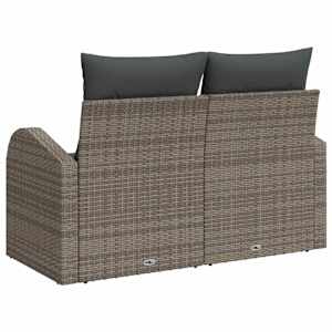 Zahradní sofa s polštářem Šedá 124 x 62 x 69cm polyratan - obrázek 4