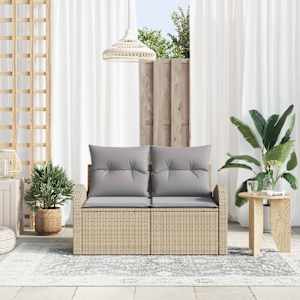 Zahradní sofa s polštářem Béžová 124 x 62 x 69cm polyratan - obrázek 3