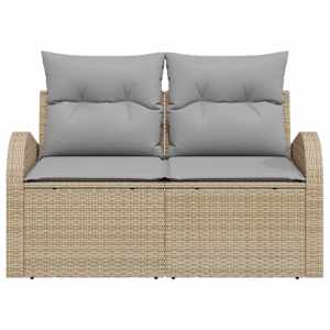 Zahradní sofa s polštářem Béžová 124 x 62 x 69cm polyratan - obrázek 5