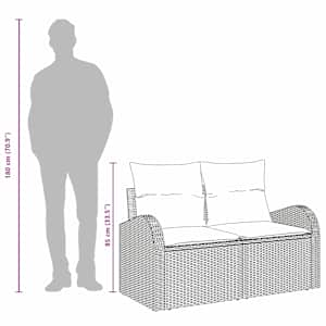 Zahradní sofa s polštářem Béžová 124 x 62 x 69cm polyratan - obrázek 8