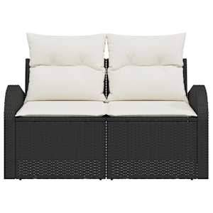 Zahradní sofa s polštářem Černá 124 x 62 x 69cm polyratan - obrázek 2